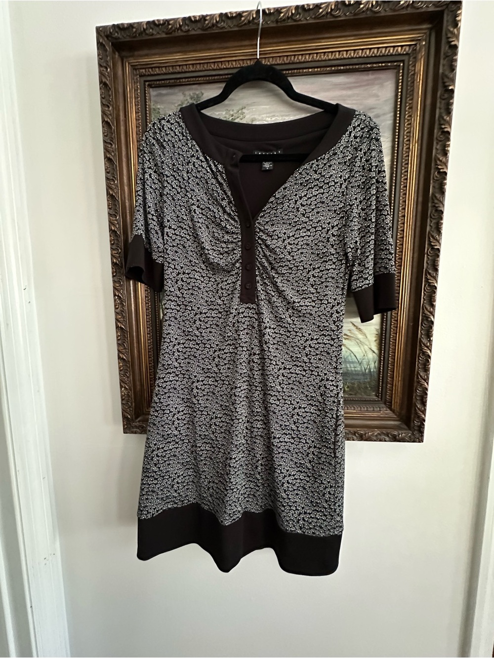 Y2K Laundry by Shelli Segal Women’s Black and White Patterned Short Sleeve Dress